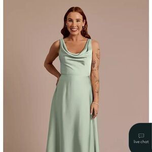Matte Satin Cowl Neck Tie Back Dress